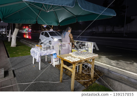 Early morning street food stalls in Samarkand Early morning street food stalls in Samarkand 139157855