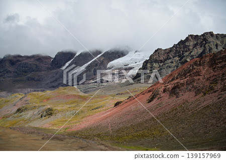 Majestic vinicunca mountain landscape showing snow peak inspires deep awe Majestic vinicunca mountain landscape showing snow peak inspires deep awe 139157969