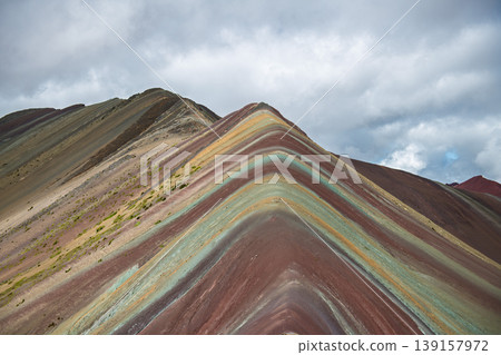 Serene vinicunca rainbow mountain peak featuring majestic colorful landscape 139157972