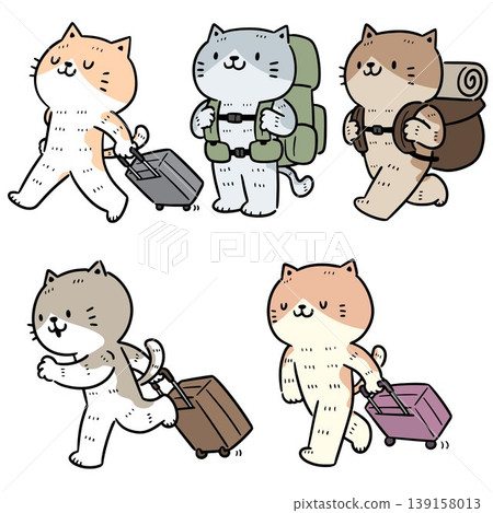 vector set of cat travel vector set of cat travel 139158013