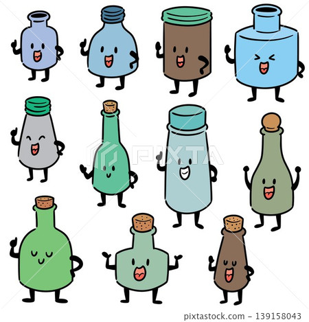 vector set of beverage bottle cartoon vector set of beverage bottle cartoon 139158043