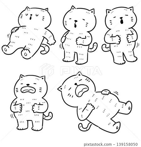 vector set of cat full stomach 139158050
