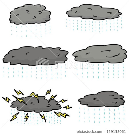 vector set of rainy cloud 139158061