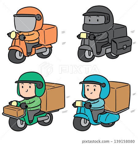 vector set of motorcycle messenger vector set of motorcycle messenger 139158080