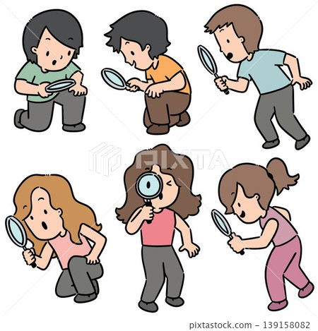 vector set of people using magnifying glass 139158082