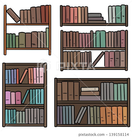 vector set of bookshelf vector set of bookshelf 139158114