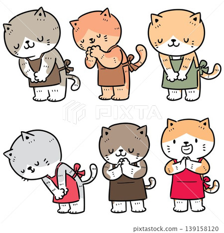 vector set of cat thankful pose 139158120