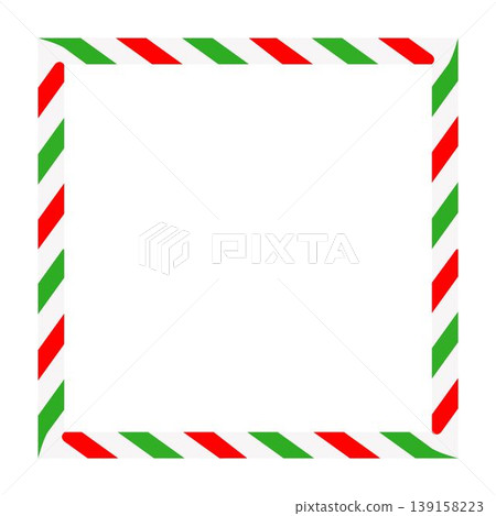 Candy cane rectangle frame. Christmas ribbon with red, green and white stripes. Greeting card with New Year or Christmas decorating border Candy cane rectangle frame. Christmas ribbon with red, green and white stripes. Greeting card with New Year or Christmas decorating border 139158223