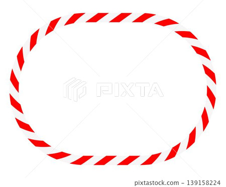 Candy cane round frame. Christmas ribbon with red and white stripes. Greeting card with New Year or Christmas decorating border Candy cane round frame. Christmas ribbon with red and white stripes. Greeting card with New Year or Christmas decorating border 139158224