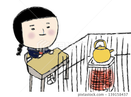 A Showa-era classroom with a stove 139158437