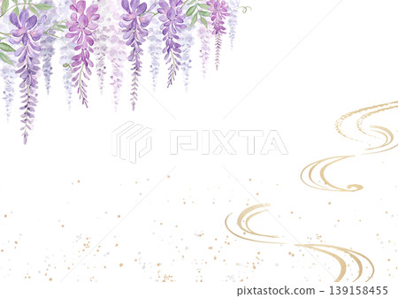 Wisteria flowers and gold decorations - Japanese-style header illustration (Transparent PNG) Wisteria flowers and gold decorations - Japanese-style header illustration (Transparent PNG) 139158455