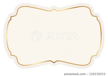 Ornate vintage beige frame with decorative golden border. Elegant label design for badge, luxury emblem, certificate, wedding invitation, premium branding projects. Vector illustration Ornate vintage beige frame with decorative golden border. Elegant label design for badge, luxury emblem, certificate, wedding invitation, premium branding projects. Vector illustration 139158553