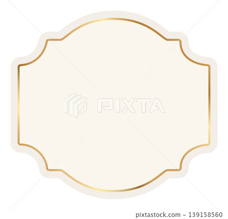 Vintage ornamental label frame with gold border. Classic decorative badge. Beige blank sticker, insignia template. Decorative vector border for handmade branding with blank space Vintage ornamental label frame with gold border. Classic decorative badge. Beige blank sticker, insignia template. Decorative vector border for handmade branding with blank space 139158560