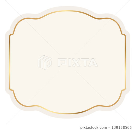 Ornamental luxury label in oriental style with golden border. Indian decorative element. Sale sticker, tag, insignia, frame, stamp, coupon. Vector illustration with blank space Ornamental luxury label in oriental style with golden border. Indian decorative element. Sale sticker, tag, insignia, frame, stamp, coupon. Vector illustration with blank space 139158565