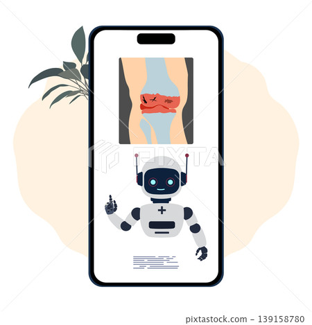 Artificial intelligence medical consultation concept on smartphone with friendly robot assistant 139158780