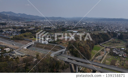 Shin-Tomei Expressway and the town of Hadano - Hadano City, Kanagawa Prefecture, Japan Shin-Tomei Expressway and the town of Hadano - Hadano City, Kanagawa Prefecture, Japan 139158871