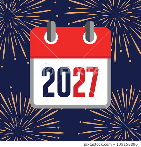 red calendar 2027 new year firework background vector illustration EPS10 red calendar 2027 new year firework background vector illustration EPS10 139158890