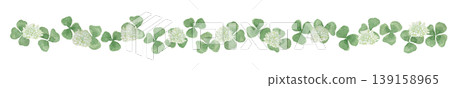Watercolor illustration line frame of white clover and four-leaf clover Watercolor illustration line frame of white clover and four-leaf clover 139158965
