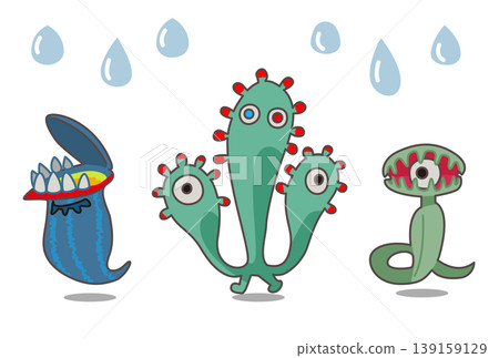 可愛的食肉植物怪獸向量插圖集 139159129