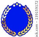 A luxurious blue emblem for awards 139159172