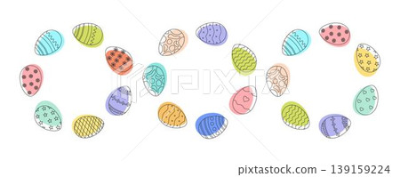 Minimalist abstract Easter egg arrangement in vibrant pastel tones with a modern style Minimalist abstract Easter egg arrangement in vibrant pastel tones with a modern style 139159224