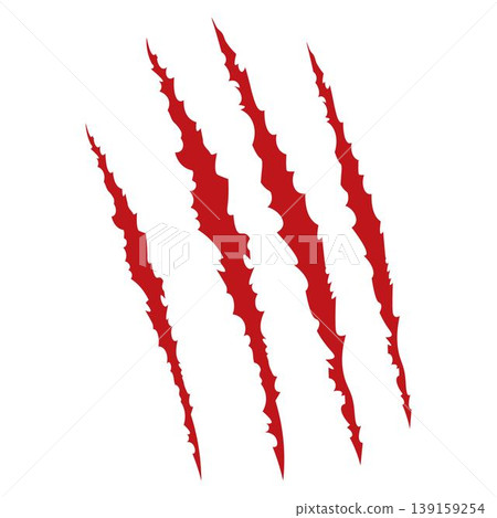 Red claws scratche animal. Four scratches shape. Wild animal claw marks. Funny design element Red claws scratche animal. Four scratches shape. Wild animal claw marks. Funny design element 139159254