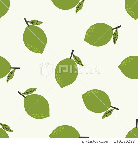 Seamless pattern featuring lime on green background. Perfect for summer designs, food packaging, fabric, or kitchen-themed prints Seamless pattern featuring lime on green background. Perfect for summer designs, food packaging, fabric, or kitchen-themed prints 139159288