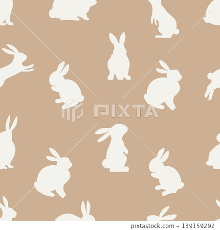 Seamless pattern with Easter bunnies. Decorative holiday wallpaper. Minimalist design Seamless pattern with Easter bunnies. Decorative holiday wallpaper. Minimalist design 139159292
