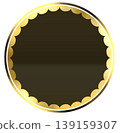 A chic round emblem in gold and black. 139159307