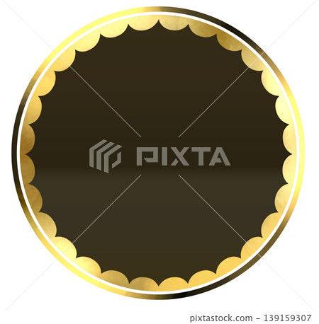 A chic round emblem in gold and black. A chic round emblem in gold and black. 139159307