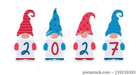 cute christmas dwarf with 2027 sign vector illustration cute christmas dwarf with 2027 sign vector illustration 139159395