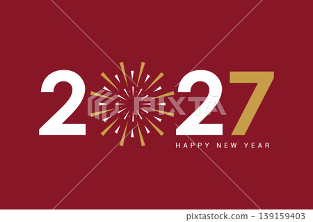 happy new year 2027 typography with fireworks vector illustration 139159403