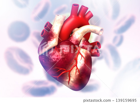 Human heart on medical background Human heart on medical background 139159695