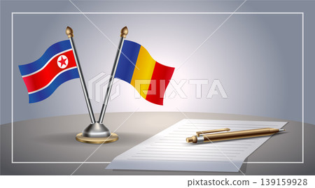 Small national flag of North Korea and Chad flag Relation, Template Vector Illustration Small national flag of North Korea and Chad flag Relation, Template Vector Illustration 139159928