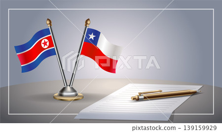 Small national flag of North Korea and Chile flag Relation, Template Vector Illustration Small national flag of North Korea and Chile flag Relation, Template Vector Illustration 139159929