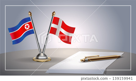 Small national flag of North Korea and Denmark flag Relation, Template Vector Illustration Small national flag of North Korea and Denmark flag Relation, Template Vector Illustration 139159941