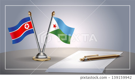 Small national flag of North Korea and Djibouti flag Relation, Template Vector Illustration Small national flag of North Korea and Djibouti flag Relation, Template Vector Illustration 139159942