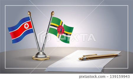 Small national flag of North Korea and Dominica flag Relation, Template Vector Illustration Small national flag of North Korea and Dominica flag Relation, Template Vector Illustration 139159943