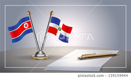 Small national flag of North Korea and Dominican Republic flag Relation, Template Vector Illustration Small national flag of North Korea and Dominican Republic flag Relation, Template Vector Illustration 139159944