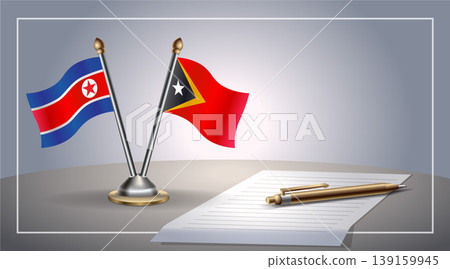Small national flag of North Korea and East Timor flag Relation, Template Vector Illustration Small national flag of North Korea and East Timor flag Relation, Template Vector Illustration 139159945