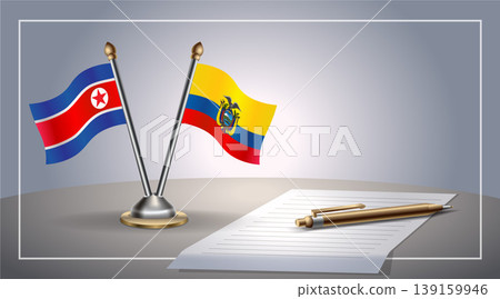 Small national flag of North Korea and Ecuador flag Relation, Template Vector Illustration Small national flag of North Korea and Ecuador flag Relation, Template Vector Illustration 139159946