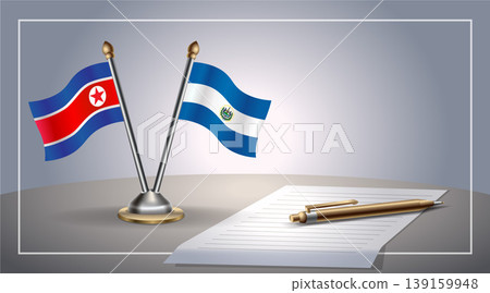 Small national flag of North Korea and El Salvador flag Relation, Template Vector Illustration Small national flag of North Korea and El Salvador flag Relation, Template Vector Illustration 139159948