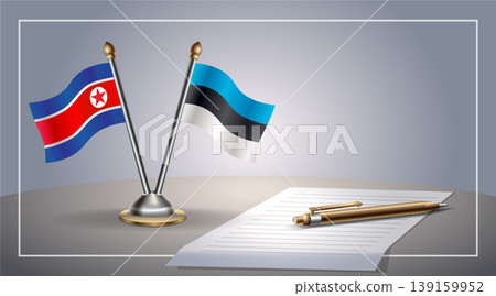 Small national flag of North Korea and Estonia flag Relation, Template Vector Illustration Small national flag of North Korea and Estonia flag Relation, Template Vector Illustration 139159952