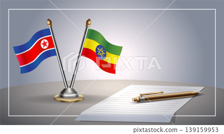Small national flag of North Korea and Ethiopia flag Relation, Template Vector Illustration Small national flag of North Korea and Ethiopia flag Relation, Template Vector Illustration 139159953