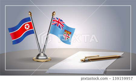 Small national flag of North Korea and Fiji flag Relation, Template Vector Illustration Small national flag of North Korea and Fiji flag Relation, Template Vector Illustration 139159957