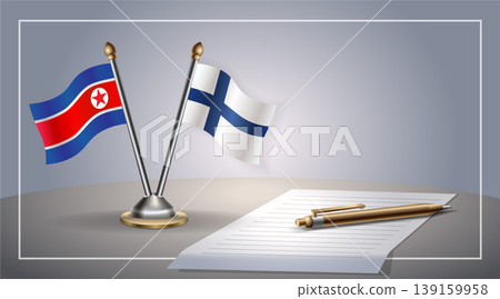 Small national flag of North Korea and Finland flag Relation, Template Vector Illustration Small national flag of North Korea and Finland flag Relation, Template Vector Illustration 139159958