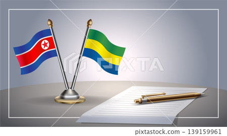 Small national flag of North Korea and Gabon flag Relation, Template Vector Illustration Small national flag of North Korea and Gabon flag Relation, Template Vector Illustration 139159961