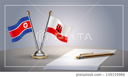 Small national flag of North Korea and Gibraltar flag Relation, Template Vector Illustration Small national flag of North Korea and Gibraltar flag Relation, Template Vector Illustration 139159966