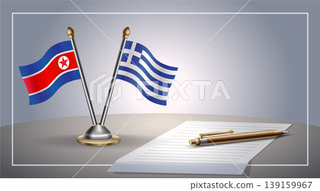 Small national flag of North Korea and Greece flag Relation, Template Vector Illustration Small national flag of North Korea and Greece flag Relation, Template Vector Illustration 139159967