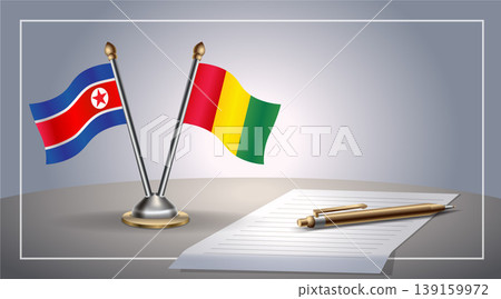Small national flag of North Korea and Guinea flag Relation, Template Vector Illustration Small national flag of North Korea and Guinea flag Relation, Template Vector Illustration 139159972